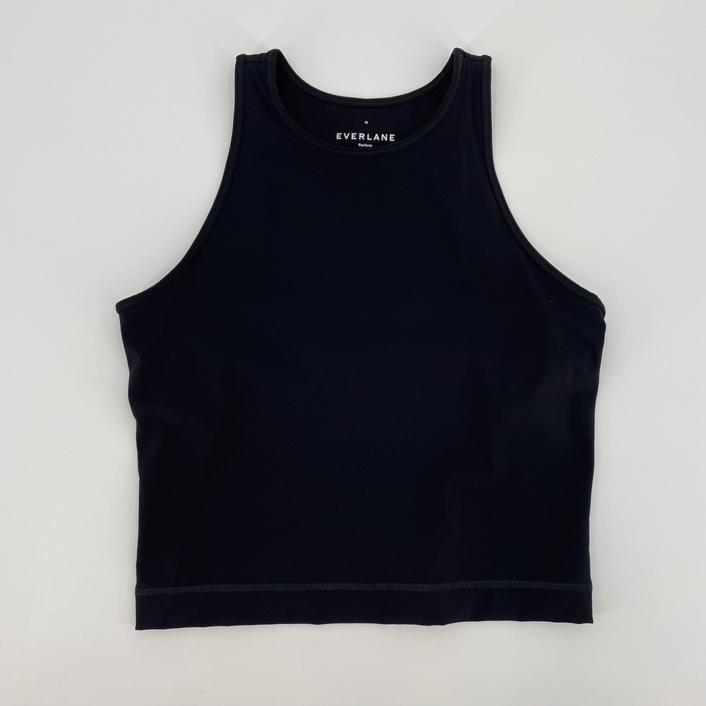 Everlane Perform Black High Neck Built In Bra Athletic Tank Top Womens Medium - Picture 2 of 6